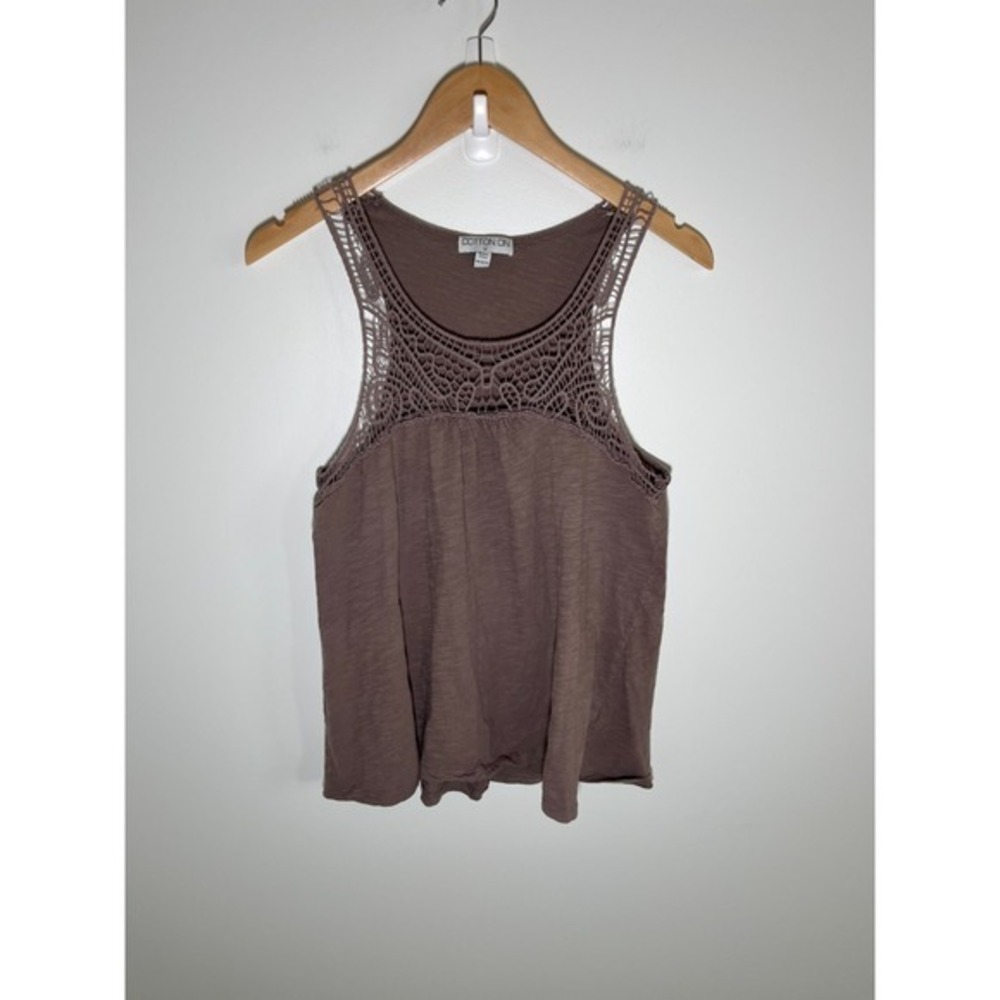 Babydoll Forest Fairy Boho Crochet 100% Cotton Womens Top M Mauve